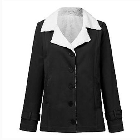 Naisten vetoketjullinen turkiskaulus takki, laadukas pitkähihainen paita naisille, muodollinen päivittäinen juhlapallo - musta (3XL musta)