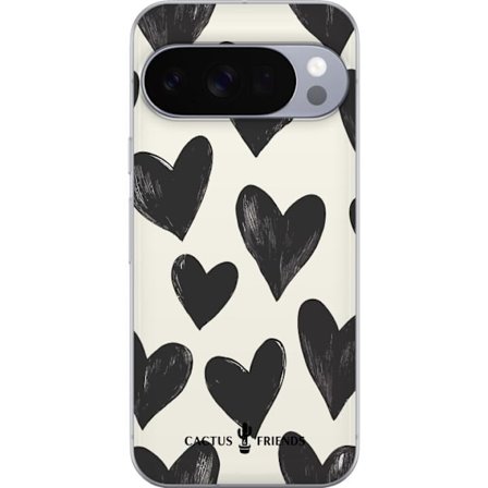 Kompatibelt Mobildeksel til Google Google Pixel 10 Pro Cactus and Friends - Bold Black Love Pattern