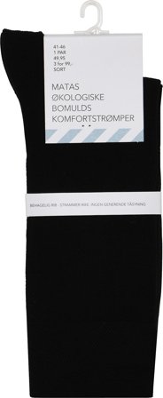 Matas Striber Økologiske Bomulds Komfortstrømpe Sort 41-46, Tøj & Bolig, Ankelsokker, Damesokker