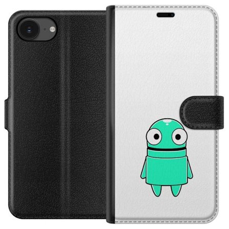 Kompatibel Tegnebogsetui til Apple Apple iPhone 16e Turkis tegneseriefigur med store øjne og en glad personlighed i enkel illustration