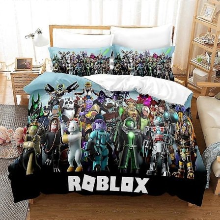 Roblox 3D-tulostettu vuodevaatesetti, pussilakana ja tyynyliina lapsille, UK Single 135x200cm