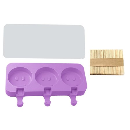 Genanvendelig DIY Iskanin Form Hjemmelavet-4-hulrums Silikone-Isforme Holdbare Is-Lolly-Forme med Låg Håndværk