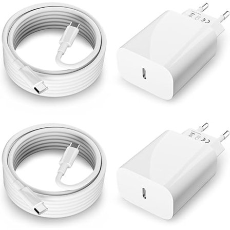 2-pakning 20W USB C-lader Ladekabel for iPhone-serien, iPad Strømadapter, USBC-adapter Hurtiglader med 2M USB C Hurtigladekabel