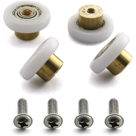 Sæt med 4 stk. 19 mm brusedørsruller løbehjul hjul reservedel badeværelse glasdør løber skydedør rulle hjul med M4 skrue (FMY)