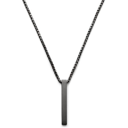 Matt Schwarz Edelstahl Halskette mit Stabanhänger für Männer - Edelstahlketten