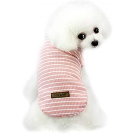 Hundtröjor Bomull Randiga T-shirts, Andningsbara Mjuka Basplagg för Husdjur, Sommar Stretch Valp T-shirts Katt T-shirt Kläder ( M Storlek)