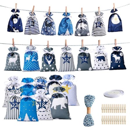 Julekalender Adventskalender Vesker Gave Diy Sett Papir Klistremerker Dekor Calendario De Adviento 24 Dager DB