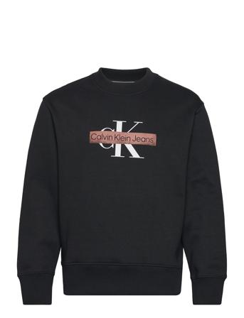 Monologo Stencil Crew Neck Sweat-shirt Genser Svart Calvin Klein Jeans*Betinget Tilbud