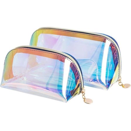 Iridescent Makeup Bag Transparent Holographic Makeup Large Capaci