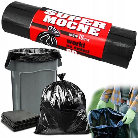 Ekstra Stærke Affaldsposer 60 Liter Sort Ldpe - Pakke Med 10 Stk