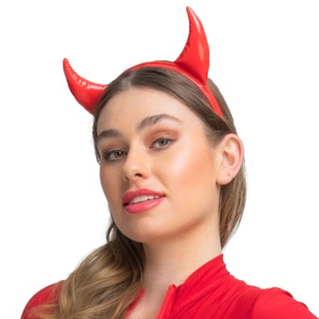 Skimrende Hårbøyle med Djevelhorn Rød