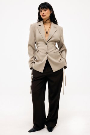 NA-KD Blazer à laçage - Blazer ajusté - Beige - EU 42