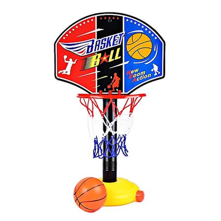 Bærbart basketballsæt til børn med justerbar højde og oppustelig pumpe - legetøj til udendørs brug i sommerhaven
