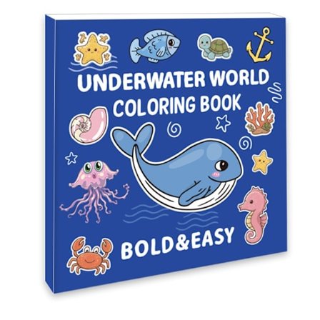 En målarbok för vuxna och tonåringar med supersöta bilder och enkla och avkopplande mönster, Undervattensvärld