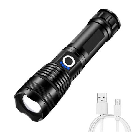 Lumens Super Ljus LED Taktisk Ficklampa Uppladdningsbar LED Arbetslampa