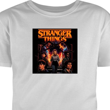 Barn T-shirt Stranger Things Netflix serie sci-fi mysterium grå 3-4 år