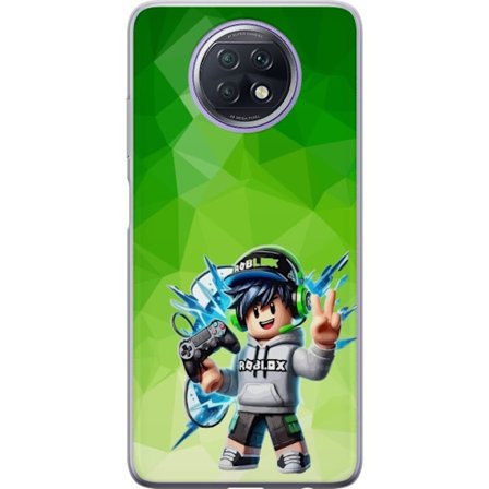 Kompatibelt Mobildeksel til Xiaomi Redmi Note 9T Roblox-inspirert gamerfigur med headset, håndkontroll og energiske effekter mot grønn bakgrunn