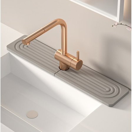 Diatomit Vandhane Måtte til Køkken & Badeværelsesvaske - Super Absorberende Hurtigtørrende Sten Vaskebakke, Forebygger Fugtophobning, Holder Co