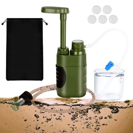 Udendørs Vandfilter, Overlevelsesvandfilter, Drikkevand til Vandreture, Udendørs Sport og Prepper Nødudstyr