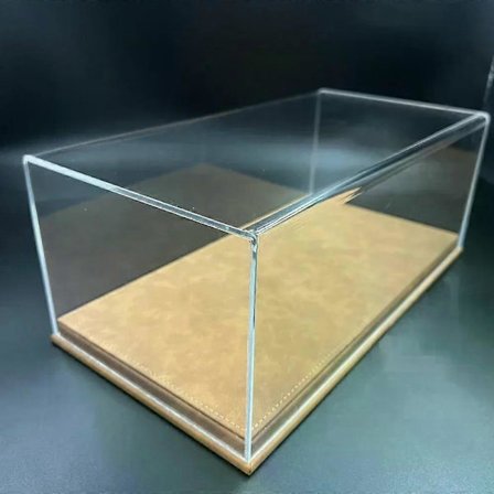 På lager 1:18 Skala Bilmodell Akryl Lær Displayboks Støvdeksel Base Figur Displayboks