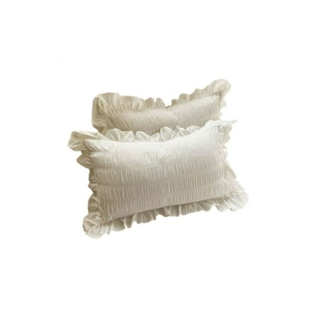 Volang Putetrekk for Sengeinnredning, Shabby Chic Putetrekk med Vintage Volangdesign Elegant Blonde Dekorative Putetrekk, Pustende Gårdshus