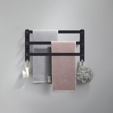 Veggmontert håndkleholder (svart, 40CM), håndkleholder for bad, håndkle