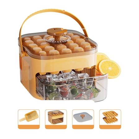 Gjenbrukbar press-type isboks med lokk og beholder ismaskin form Enkel utløsning isbrett oppbevaringsboks for frysere Holdbar