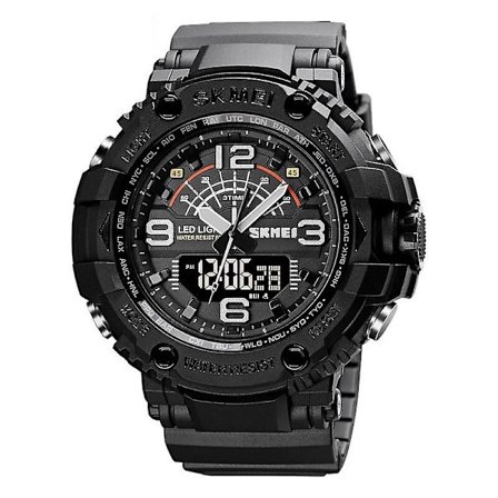 SKMEI 1617 Kaksoisvalitsimella varustettu kello, Väri: Musta