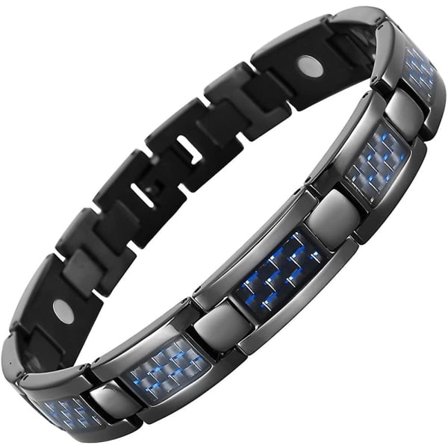 IC Sininen hiilikuitu titaani magneettinen ranneke säädettävissä, sininen hiilikuitu musta titaani magneettinen ranneke miehille säädettävissä, 