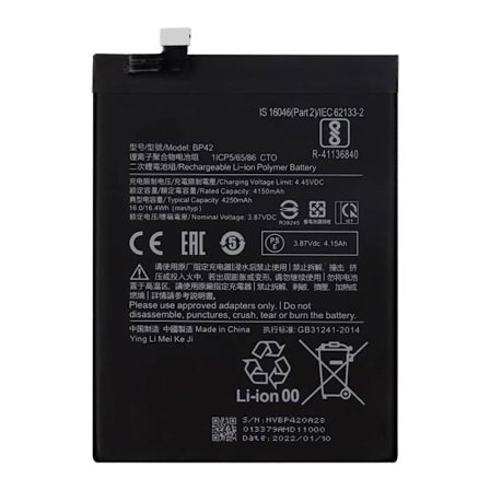 Sisäinen akku - Xiaomi - BP42 - 4250 mAh - Yhteensopiva Xiaomi Mi 11 Lite 4G/5G - Musta