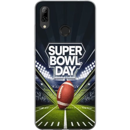 Kompatibelt Mobildeksel til Huawei P smart 2019 Super Bowl Day plakat med amerikansk fotball på opplyst arena i dramatisk sportsdesign