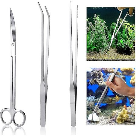 Akvariekit Verktyg Tillbehör Inox Akvarium Tank Vattenväxt Tång Saxar Verktyg Set Fisk Startpaket