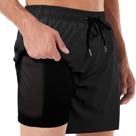 Badbyxor för män med kompressionsfoder, andningsbara badshorts, herrshorts för träning