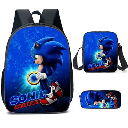 Ny Sonic barneskoleveske animert 3d-trykt ryggsekk Sonic barnesekk i tre sett Y #34