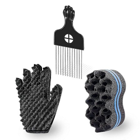 Curl Sponge Set, Hårsvamp för Svarta Män, Twist Sponge Brush Set för Lockar, Hår