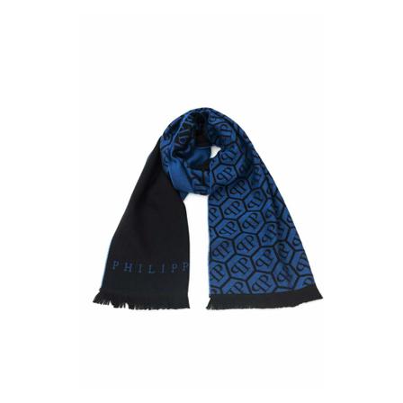 Philipp Plein, Blue Wool Scarf Niebieski, Mężczyzna, Rozmiar: ONE Size