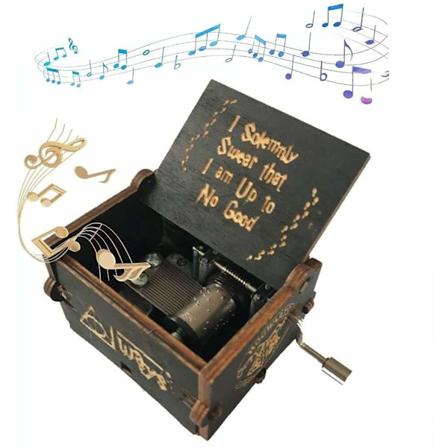 Harry Potter Musiikkikello Klassinen Vintage Lahja Puinen Koriste Musiikkikello (Musta)