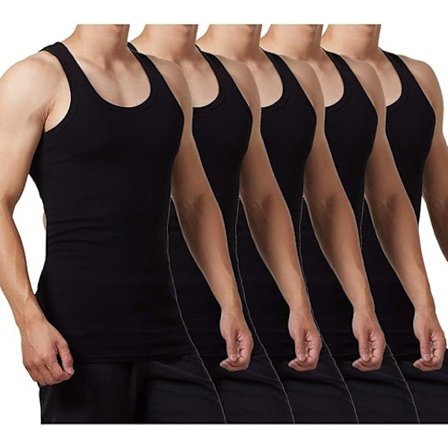 5-pak Herre Tanktoppe 100% Bomuld Undertrøje Undertøj (Sort*5 L