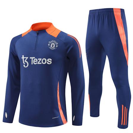2425 Ny Manchester United Langærmet Halv Glidelås Treningsskjorte for Voksne og Barn Royal blue 10