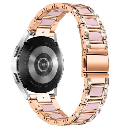 Strassikivikoristeinen hartsikellohihna Samsung Galaxy Watch 4:lle - Ruusukulta / Pinkki Pink