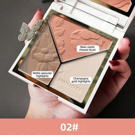 3-i-1 Highlighter Contour Palette Bronzer Ansiktskontur Shimmer Hög Glans Rouge Illuminator Upplysning Makeup Koreanska Kosmetika