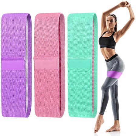 Motstandsbånd for ben og rumpeøvelser - Sklisikre elastiske booty-bånd, 3 nivåer treningsbånd for kvinner, sports- og treningsbånd for knebøy og rumpe