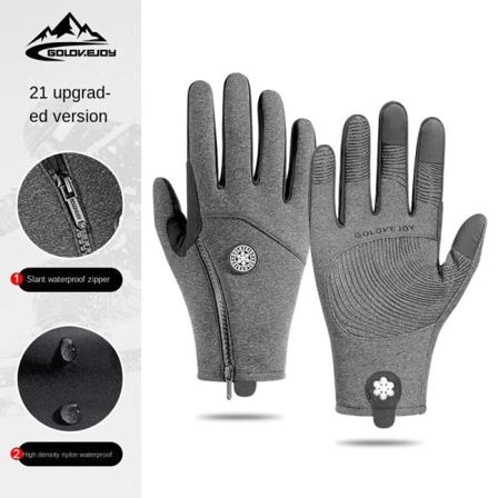 Kvinnor Män Cykelhandskar Utomhus Vattentät Pekskärm Vindtät Varm Fleece-fodrad Bergsbestigning DB60 Heather Gray M