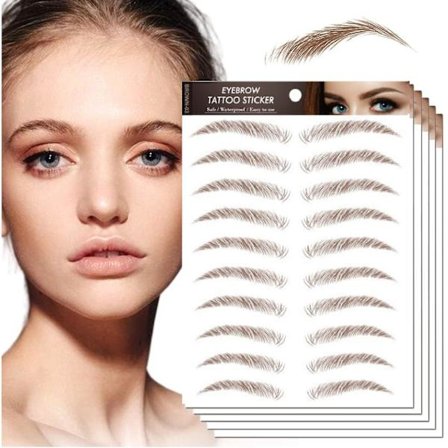 (brun) 10 ark vanntette tatoveringsklistremerker for øyenbryn, stil 3