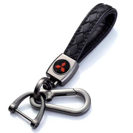 Læder nøglering til bil, nøglering til mænd med logo, nøglering til mænd og kvinder, nøglering til familiegave, biltilbehør(mitsubishi nøglering til 