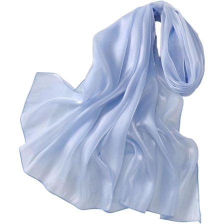 Silketørklæde til kvinder - 200*70 cm - Blødt og hudvenligt - Glansfuldt silketørklæde - Blå