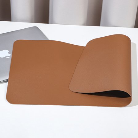 Brun - Skrivbordsunderlägg, PU-läder skrivbordsunderlägg, Musmatta, halkfri skrivbord
