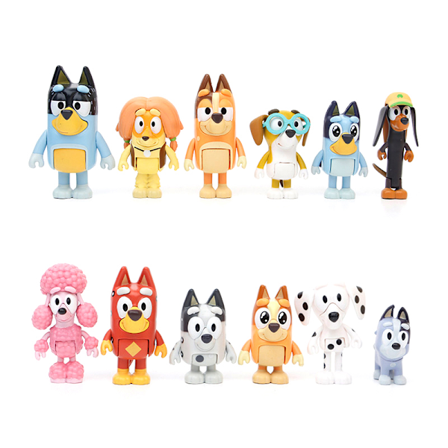 8/12 st Cartoon-animerade Bluey Leksakfigurer 12PCS