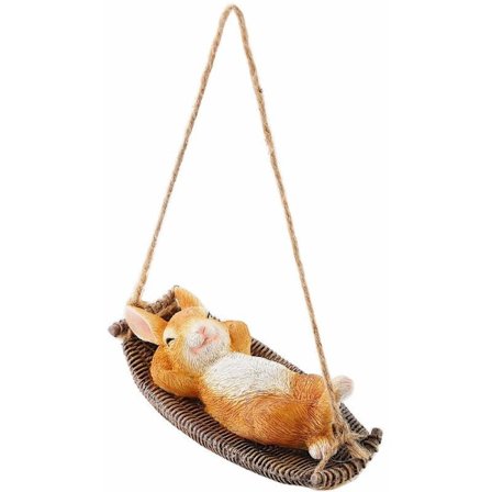 Sving Kanin Hage Statue, Utendørs Hage Skulptur, Kanin Skulptur, Gård Balkong Gård Plen Hage Dekorasjon 1676cm