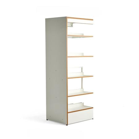 Library bookshelves STORY, add-on, double-sided, 1920x723x585mm, 5 shelves, white